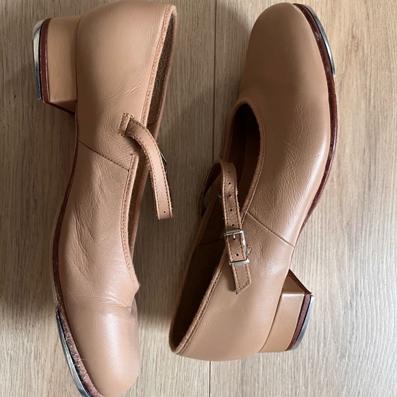 Bloch Tap-on cream tan Mary Jane Buckle leather Adult Tap shoes Techno Dance 7.5 - Picture 9 of 13